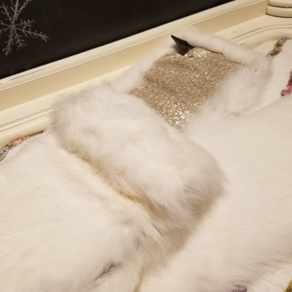 💜❤RARE! COACH WHITE RABBIT FUR SCARF - HTF!  NWOT